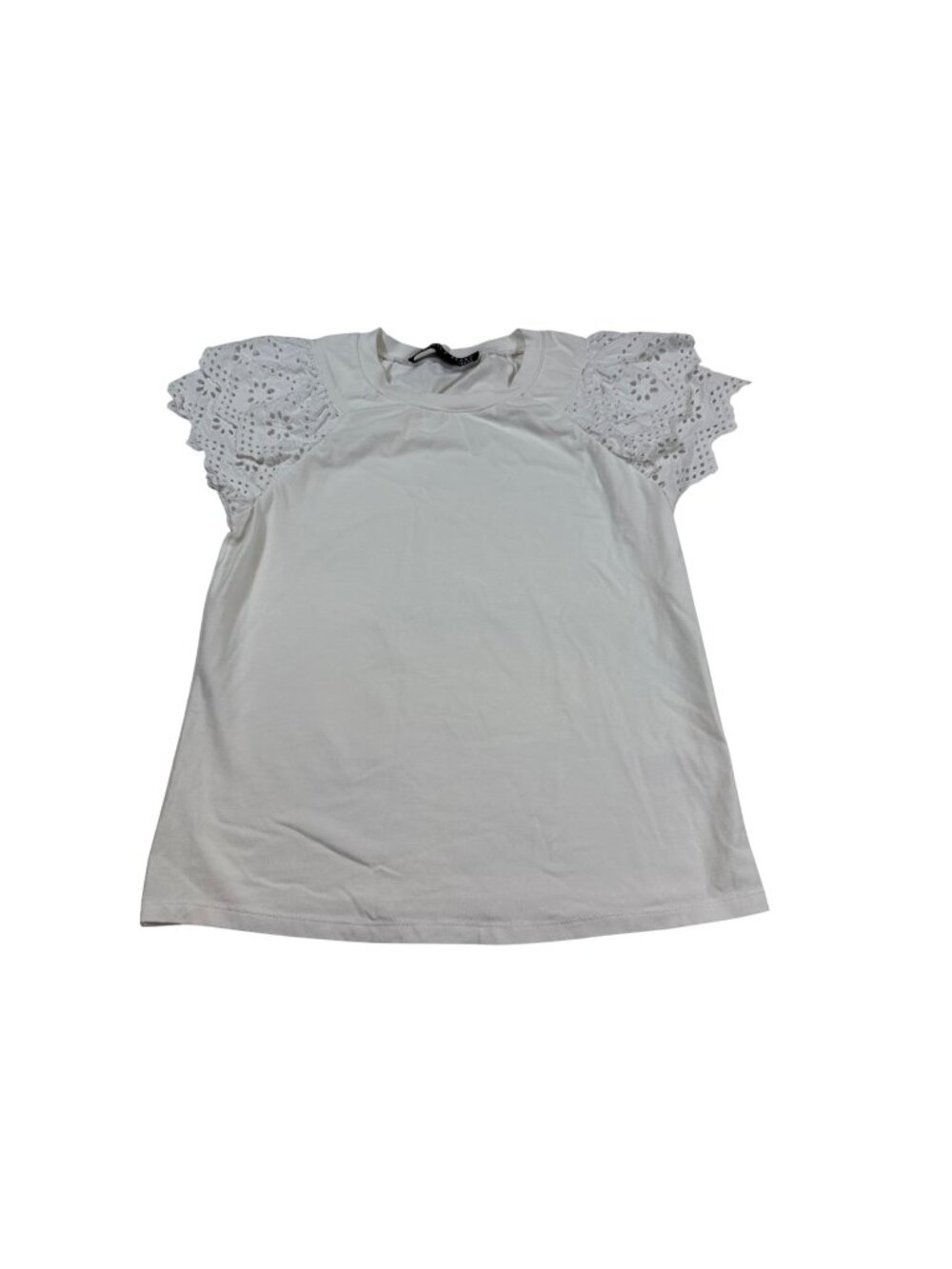 Veronica Beard White Lace eyelet Sleeve Top XS Cotton Soft Comfortable (Y873)